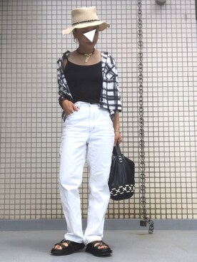 「TOPSHOP（トップショップ）のアイテム（シャツ/ブラウス）」を使った、TASIA さん（レディース・155cm）の夏コーディネート