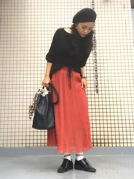 「くつした」｜「アイテム（アクセサリー）」を使った、TASIA さん（レディース・155cm）の秋コーディネート