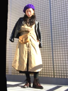 「NANO universe（ナノユニバース）のアイテム（シャツワンピース）」を使った、TASIA さん（レディース・155cm）の冬コーディネート
