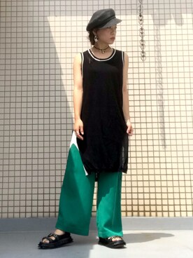 「GLOBAL WORK（グローバルワーク）のアイテム（キャスケット）」を使った、TASIA さん（レディース・155cm）の夏コーディネート