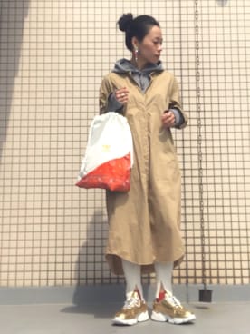 「NANO universe（ナノユニバース）のアイテム（シャツワンピース）」を使った、TASIA さん（レディース・155cm）の春コーディネート