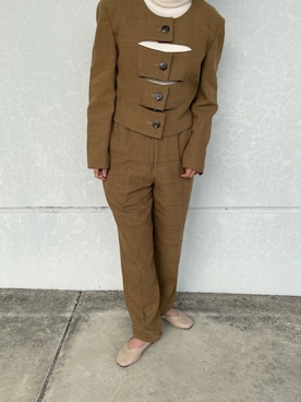 「ブラウンコーデ」｜「アイテム（スーツジャケット）」を使った、airiさん（レディース・152cm）の春コーディネート
