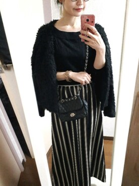 「しまむら（シマムラ）のアイテム（ムートンコート）」を使った、あきなつさん（レディース・158cm）の春コーディネート