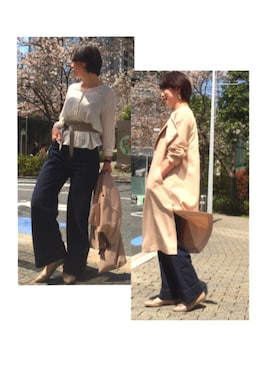 「サッシュベルト」｜「アイテム（トレンチコート）」を使った、chan＿emiさん（レディース・168cm）の春コーディネート