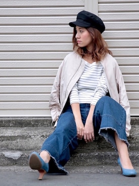 「FRAY I.D（フレイアイディー）のアイテム（ブルゾン）」を使った、YUKOさん（レディース・154cm）の春コーディネート