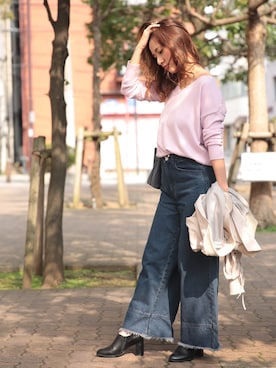 「NANO universe（ナノユニバース）のアイテム（ブーティ）」を使った、YUKOさん（レディース・154cm）の春コーディネート