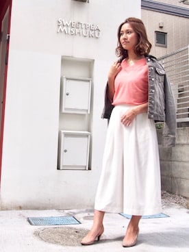 「Balancoire（ブランコアール）のアイテム」を使った、YUKOさん（レディース・154cm）の春コーディネート