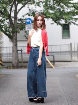 「ILIMA（イリマ）のアイテム（サンダル）」を使った、YUKOさん（レディース・154cm）の夏コーディネート