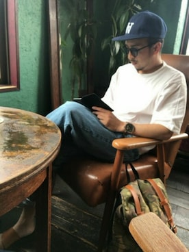 「アイテム（サンダル）」を使った、Roさん（メンズ・170cm・30代）の夏コーディネート