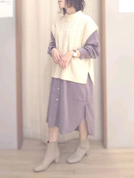 「earth music&ecology（アースミュージックアンドエコロジー）のコーデュロイワンピース ＊（ワンピース）」を使った、xxka01さん（レディース・149cm）の秋コーディネート