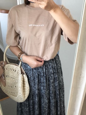 「GLOBAL WORK（グローバルワーク）のアイテム（かごバッグ）」を使った、y。さん（レディース・165cm）の夏コーディネート