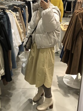 「fifth（フィフス）の中綿ショートダウンコート（ダウンジャケット/コート）」を使った、y。さん（レディース・164cm）の冬コーディネート