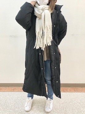 「Ungrid（アングリッド）のハイウエストストスリ（デニムパンツ）」を使った、y。さん（レディース・164cm）の冬コーディネート