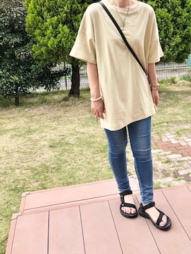 「Ungrid（アングリッド）のハイウエストストスリ（デニムパンツ）」を使った、y。さん（レディース・164cm）の春コーディネート