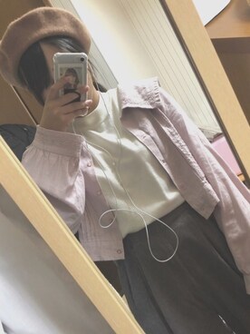 「友達」｜「アイテム（ハンチング/ベレー帽）」を使った、ʅ(´⊙ω⊙｀)ʃさん（レディース・153cm）の秋コーディネート