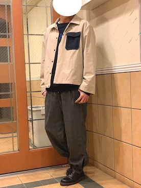 「カフスイージーパンツ」｜「アイテム（ジャケット/アウター）」を使った、kazuさん（メンズ・173cm）の春コーディネート