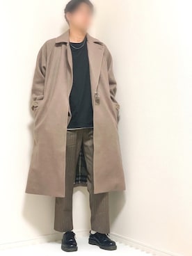 「shiki tokyo（シキトウキョウ）のアイテム（トレンチコート）」を使った、kazuさん（メンズ・173cm）の秋コーディネート