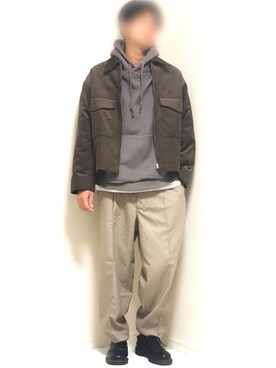 「shiki tokyo（シキトウキョウ）のアイテム（パーカー）」を使った、kazuさん（メンズ・173cm）の秋コーディネート
