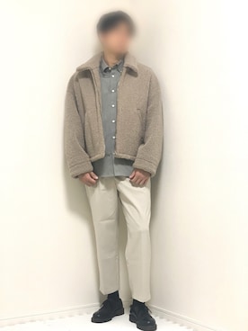 「LIDNM（リドム）のOVERSIZED BOA OUTER（ブルゾン）」を使った、kazuさん（メンズ・173cm）の冬コーディネート
