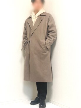 「shiki tokyo（シキトウキョウ）のアイテム（トレンチコート）」を使った、kazuさん（メンズ・173cm）の冬コーディネート