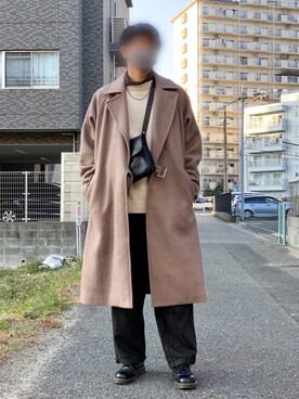 「shiki tokyo（シキトウキョウ）のアイテム（トレンチコート）」を使った、kazuさん（メンズ・173cm）の冬コーディネート