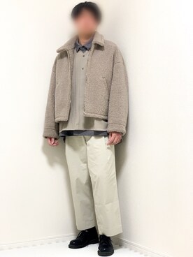 「LIDNM（リドム）のOVERSIZED BOA OUTER（ブルゾン）」を使った、kazuさん（メンズ・173cm）の冬コーディネート