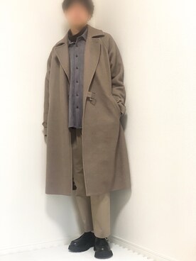 「shiki tokyo（シキトウキョウ）のアイテム（トレンチコート）」を使った、kazuさん（メンズ・173cm）の冬コーディネート