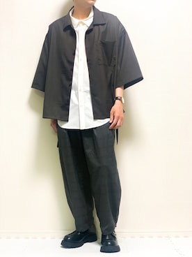 「シャツオンシャツ」｜「アイテム（その他）」を使った、kazuさん（メンズ・173cm）の春コーディネート