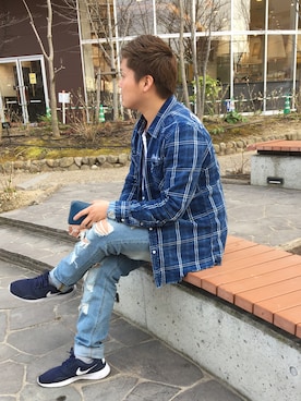 「MCD（エムシーディー）のアイテム（パンツ）」を使った、PEETスタッフコーディネートさん（メンズ・170cm）の春コーディネート