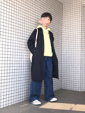 「SM2（エスエムツー）のアイテム（ステンカラーコート）」を使った、ユキさん（レディース・159cm）の冬コーディネート