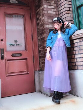「M.Y.O.B（エム.ワイ.オー.ビー）のアイテム（ハンチング/ベレー帽）」を使った、ウルミさん（レディース・160cm）の夏コーディネート