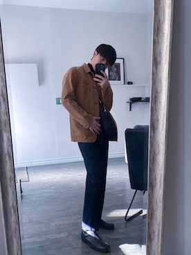 「Levi's（リーバイス）のアイテム（ジャケット/アウター、ブラウン系）」を使った、壱乃瀬さん（メンズ・175cm）の冬コーディネート