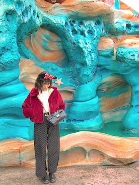 「ドットパンツ」｜「アイテム（ブルゾン）」を使った、miuさん（レディース・163cm）の冬コーディネート