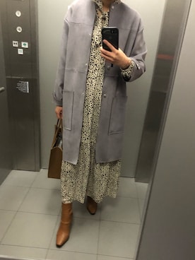 花柄 ダルメシアン柄 ボウタイジョーゼットワンピースを使った人気ファッションコーディネート Wear