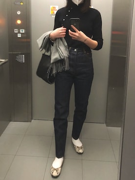 「GRL（グレイル）のチェーンフラップショルダーバッグ（ショルダーバッグ）」を使った、LONさん（レディース・160cm）の冬コーディネート