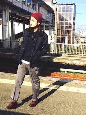 「RRL（ダブル アール エル）のアイテム（デニムジャケット）」を使った、s.eさん（メンズ・185cm）の冬コーディネート
