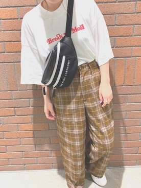 「OPENING CEREMONY（オープニングセレモニー）のアイテム（ボディバッグ/ウエストポーチ）」を使った、のあさん（レディース・157cm）の夏コーディネート