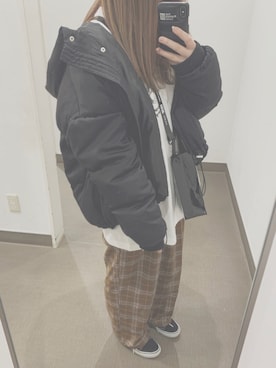 「archives（アルシーヴ）のアイテム（ダウンジャケット/コート）」を使った、のあさん（レディース・154cm）の春コーディネート