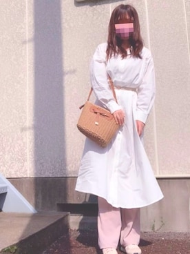 「apres jour mignon（アプレジュールミニョン）のアイテム（シャツワンピース）」を使った、まいさん（レディース・155cm）の春コーディネート