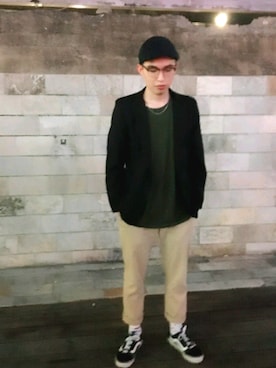 「NET（ネット）のアイテム（ハンチング/ベレー帽）」を使った、Wadeさん（メンズ・173cm）の春コーディネート