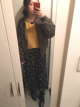 「新年一発目」｜「アイテム（MA-1）」を使った、Mikaさん（レディース・163cm）の冬コーディネート