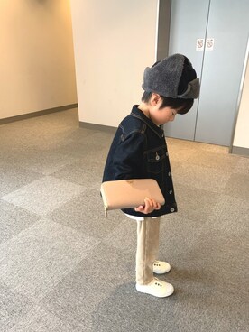 「5歳」｜「アイテム（デニムジャケット）」を使った、ichicocoさん（キッズ・100cm）の冬コーディネート