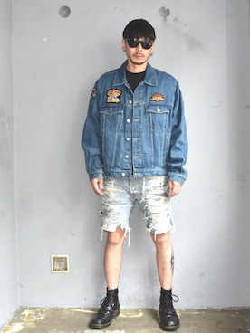 「Wrangler（ラングラー）のアイテム（ジャケット/アウター）」を使った、田中奨伍さん（メンズ・178cm）の夏コーディネート