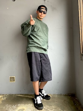 「Champion（チャンピオン）のアイテム（スウェット）」を使った、田中奨伍さん（メンズ・178cm）の夏コーディネート