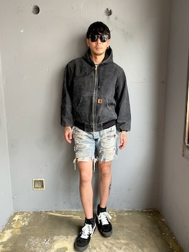 「Carhartt(カーハート)のアイテム(ジャケット/アウター)」を使った、田中奨伍さん(メンズ・178cm)の夏コーディネート