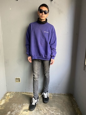 「Champion（チャンピオン）のアイテム（スウェット）」を使った、田中奨伍さん（メンズ・178cm）の秋コーディネート