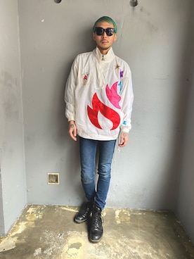 「STARTER（スターター）のアイテム（ナイロンジャケット）」を使った、田中奨伍さん（メンズ・178cm）の冬コーディネート