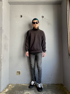 「Champion（チャンピオン）のアイテム（スウェット）」を使った、田中奨伍さん（メンズ・178cm）の冬コーディネート