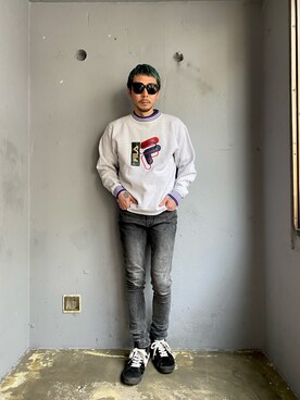 「FILA（フィラ）のアイテム（トップス）」を使った、田中奨伍さん（メンズ・178cm）の春コーディネート