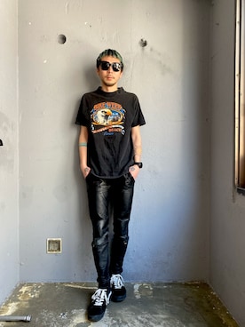 「Harley-Davidson（ハーレーダビッドソン）のアイテム」を使った、田中奨伍さん（メンズ・178cm）の春コーディネート